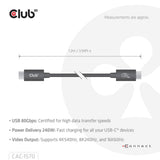 Club 3D USB-C 80 Gbit/s zertifiziert 240 W 8K 240 Hz