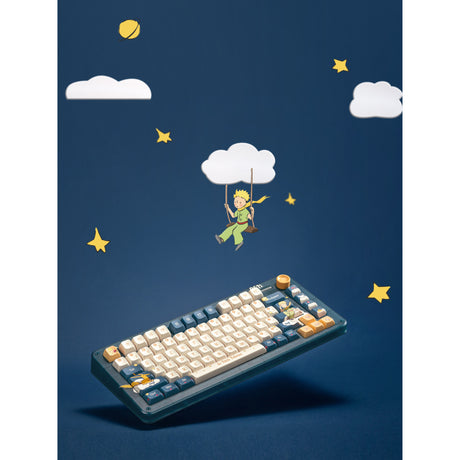 Iqunix ZX75 Sky Encounter kabellose mechanische Tastatur (blau, US-Layout (QWERTY), Gateron-Rot, 75 %, RGB-LEDs, Hot-Swap-fähig, Double-Shot-PBT, 2,4 GHz | Bluetooth 5.1 | USB-C)