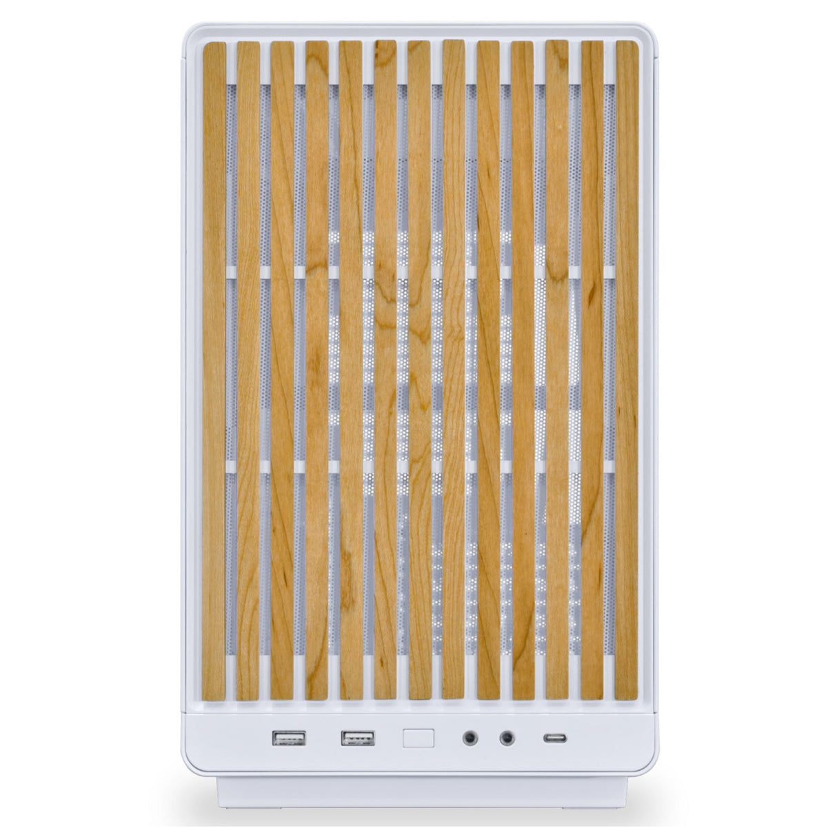 Lian li a3-matx weiß (Wood Edition) Midi-Tower-Gehäuse (weiße Holzfarbe | 2x USB-A | 1x USB-C | gehärtetes Glas)