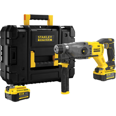 Stanley Fatmax V20 18 V bürstenloser Akku-Bohrhammer Combo Kit Hammerbohrer (Gelb Schwarz, SDS+, 2 Akkus und Ladegerät im Lieferumfang enthalten, mit Koffer)