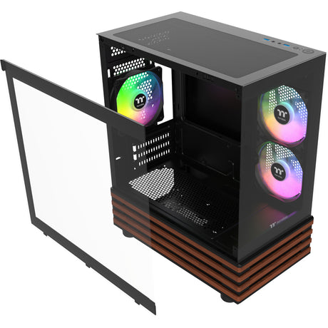 Thermaltake View 170 WS ArGB Mini-Tower-Gehäuse (schwarze Holzfarbe | 2x USB-A | RGB | Fenster)