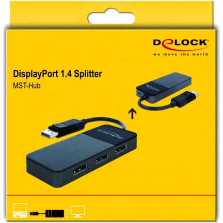 Delock Displayport 1,4 in > 3x Displayport out Displayport Splitter (schwarz, 0,12 Meter)