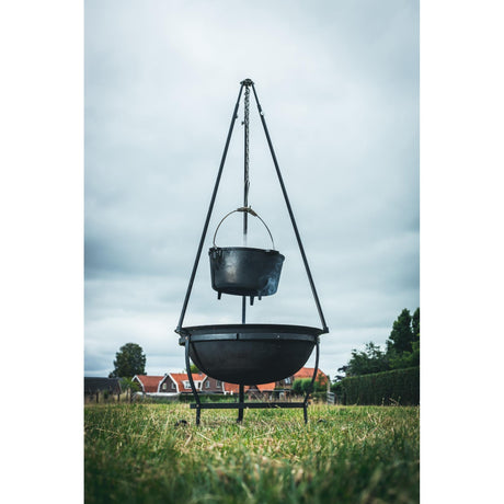The Windmill Lagerfeuerset Holzgrill (schwarz, Feuerschale | Rahmen (Basis) | Grill | Edelstahlbehälter)