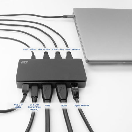 Act-Konnektivität USB-C 4K MST-Dockingstation (schwarzgrau)