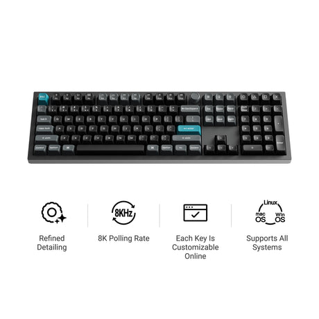 Keychron Q6 Ultra-M1 8K kabellose, benutzerdefinierte mechanische Tastatur (schwarz, US-Layout (QWERTY), Seidenpom-Rot, 100 %, RGB, Hot-Swap, 8K, 2,4 GHz Bluetooth 5.2 USB-C)