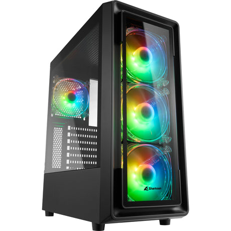 Sharkoon TK4 RGB Midi-Tower-Gehäuse (schwarz | 4x USB-A | RGB | gehärtetes Glas)