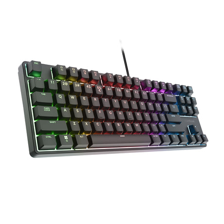 Trust gxt 864 cada compact mechanisch tkl-gamingtoetsenbord (zwart, us lay-out (qwerty), huano brown, rgb)