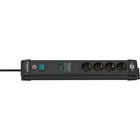 Brennerstuhl premium-line 60.000a Steckdosenleiste mit Überspannungsschutz 4-fach schwarz 1,8m h05vv-f 3g1,5