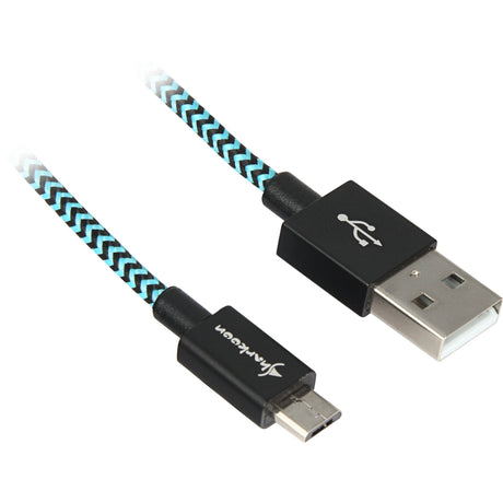 Sharkoon USB 2.0 Kabel, USB-A > Micro-USB B (schwarz hellblau, 1 Meter)