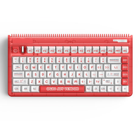 Iqunix OG80 Joy Vendor kabellose mechanische Tastatur (rot, US-Layout (QWERTZ), Cherry MX Silent Red, 80 % (TKL), RGB-LEDs, Hot-Swap-fähig, PBT, 2,4 GHz | Bluetooth 5.1 | USB-C)