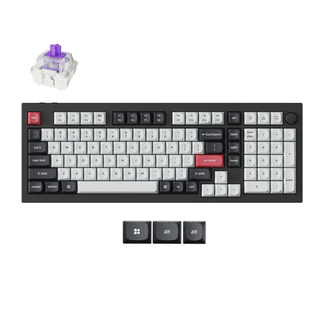 Keychron Q5 HE QMK kabellose benutzerdefinierte Tastatur (schwarz, US-Layout (QWERTY), Gateron Double-Rail Magnetic Nebula, 96 %, RGB-LEDs, OSA Double-Shot PBT, Hot-Swap, Knopf, 2,4 GHz | Bluetooth 5.1 | USB-C)