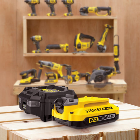 Stanley Fatmax 18V Starterset 1x 2,0Ah Akku + Ladegerät V20 Ladegerät (schwarz gelb)