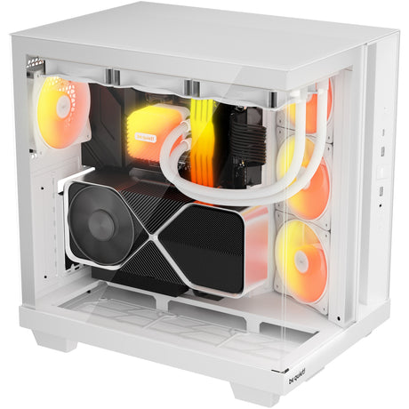 Ruhig sein! Lichtsockel 500 lx Midi-Tower-Gehäuse (weiß | 2x USB-A | 1x USB-C | RGB | Fenster)