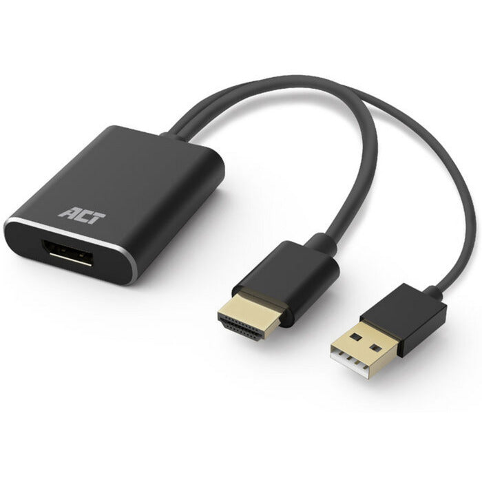 Act-Konnektivität HDMI-zu-DisplayPort-Adapter, 4K@60Hz (Schwarz)