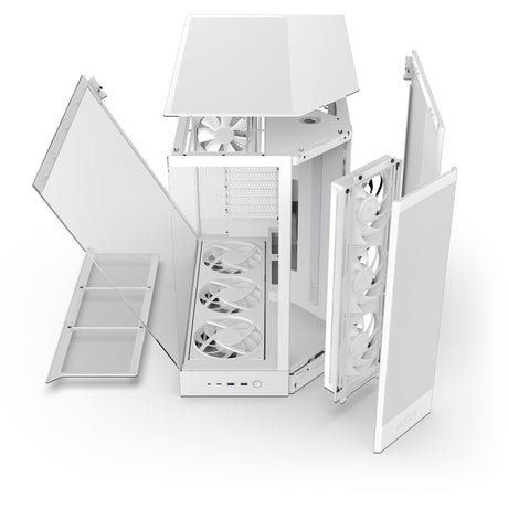 Nzxt h9 flow rgb+ midi tower behuizing (wit (mat) | 2x usb-a | 1x usb-c | rgb | tempered glass)