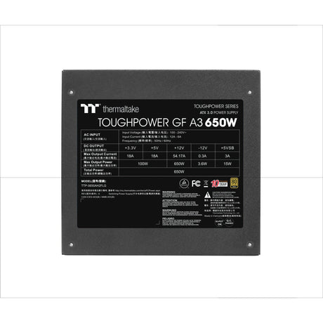 Thermaltake toughpower gf a3 gold - tt premium edition modulaire 650 watt voeding (zwart, 4x pcie)
