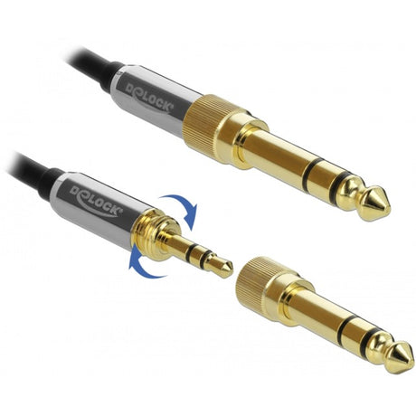 Delock Stereokabel 3,5 mm 3 Pin Stecker > 3,5 mm 3 Pin Stecker (schwarz, 0,5 Meter)