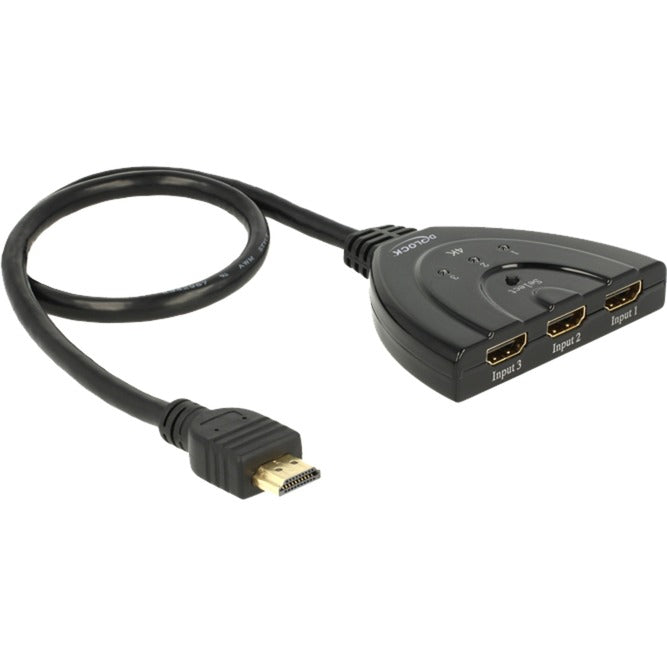 Delock 3 x HDMI Eingang > 1 x HDMI Ausgang HDMI Switch (schwarz, 50 Zentimeter, 4k)