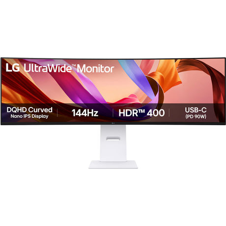 Lg ultrawide 49u950a-w 49 curved monitor (wit, 1x displayport, 1x hdmi, 1x usb-c, 2x usb-a, 144 hz)
