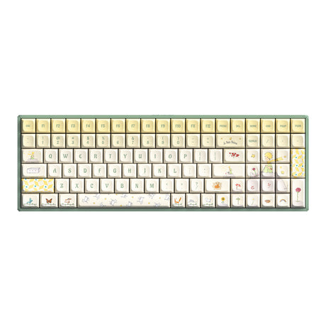 Iqunix F97 Floral Date RGB mechanische Gaming-Tastatur (grün, US-Layout (QWERTZ), Gateron-Rot, 96 %, RGB-LEDs, Hot-Swap-fähig, PBT, 2,4 GHz | Bluetooth 5.1 | USB-C)