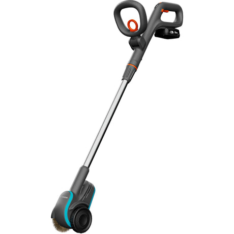 Gardena EasyWeed Akku-Unkrautbürste 1800 18V P4A gebrauchsfertiges Unkrautentferner-Set (Grau-Türkis, Akku und Ladegerät inklusive, Power for All Alliance)