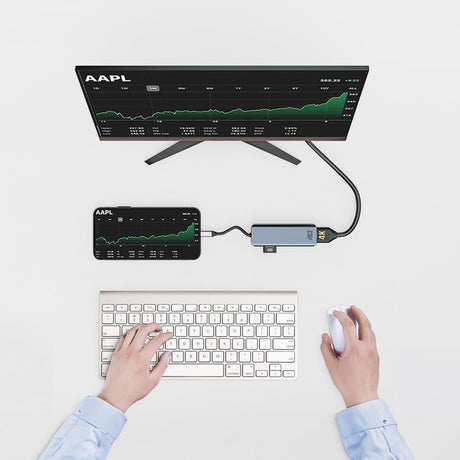 Act Connectivity USB-C 4K-Multiport-Adapter für 2 HDMI-Bildschirme, USB-A-Datenanschluss (Aluminium)