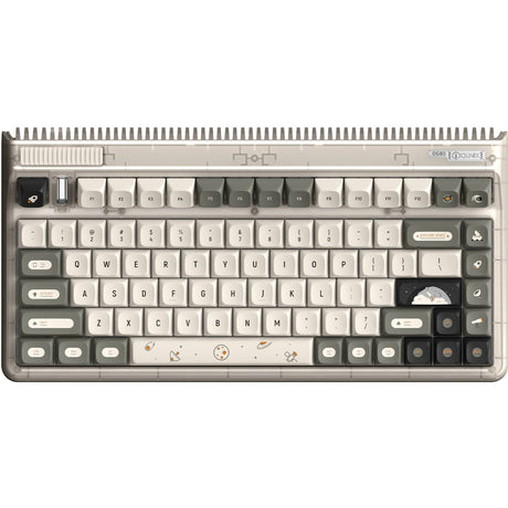 Iqunix OG80 Hitchhiker kabellose mechanische Tastatur (grau, US-Layout (QWERTZ), Cherry MX Silent Red, 80 % (TKL), RGB-LEDs, Hot-Swap-fähig, PBT, 2,4 GHz | Bluetooth 5.1 | USB-C)