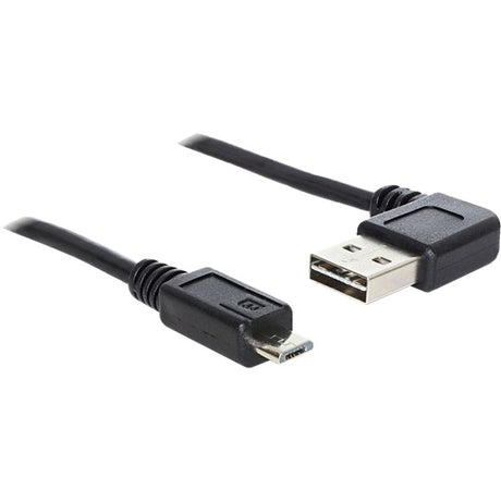 Delock USB 2.0 Stecker links rechts > Micro-B, 3m Kabel (schwarz, 83384)