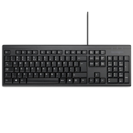 Kensington kb100 eq wired full size keyboard (zwart, eu lay-out (qwerty), membraan)