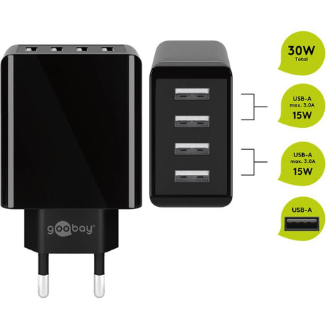 Goobay 4-fach USB-Ladegerät (30 W) (schwarz)