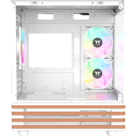 Thermaltake View 170 WS ArGB Mini-Tower-Gehäuse (weiße Holzfarbe | 2x USB-A | RGB | gehärtetes Glas)