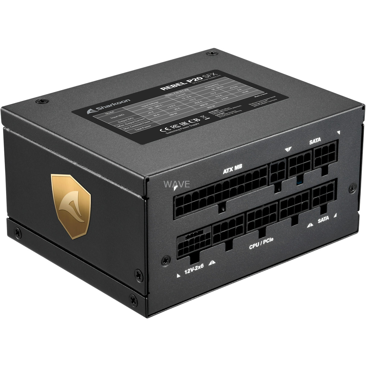 Sharkoon Rebel P20 SFX modulares 850-Watt-Netzteil (schwarz, 1x 12V-2x6, 2x PCIe)