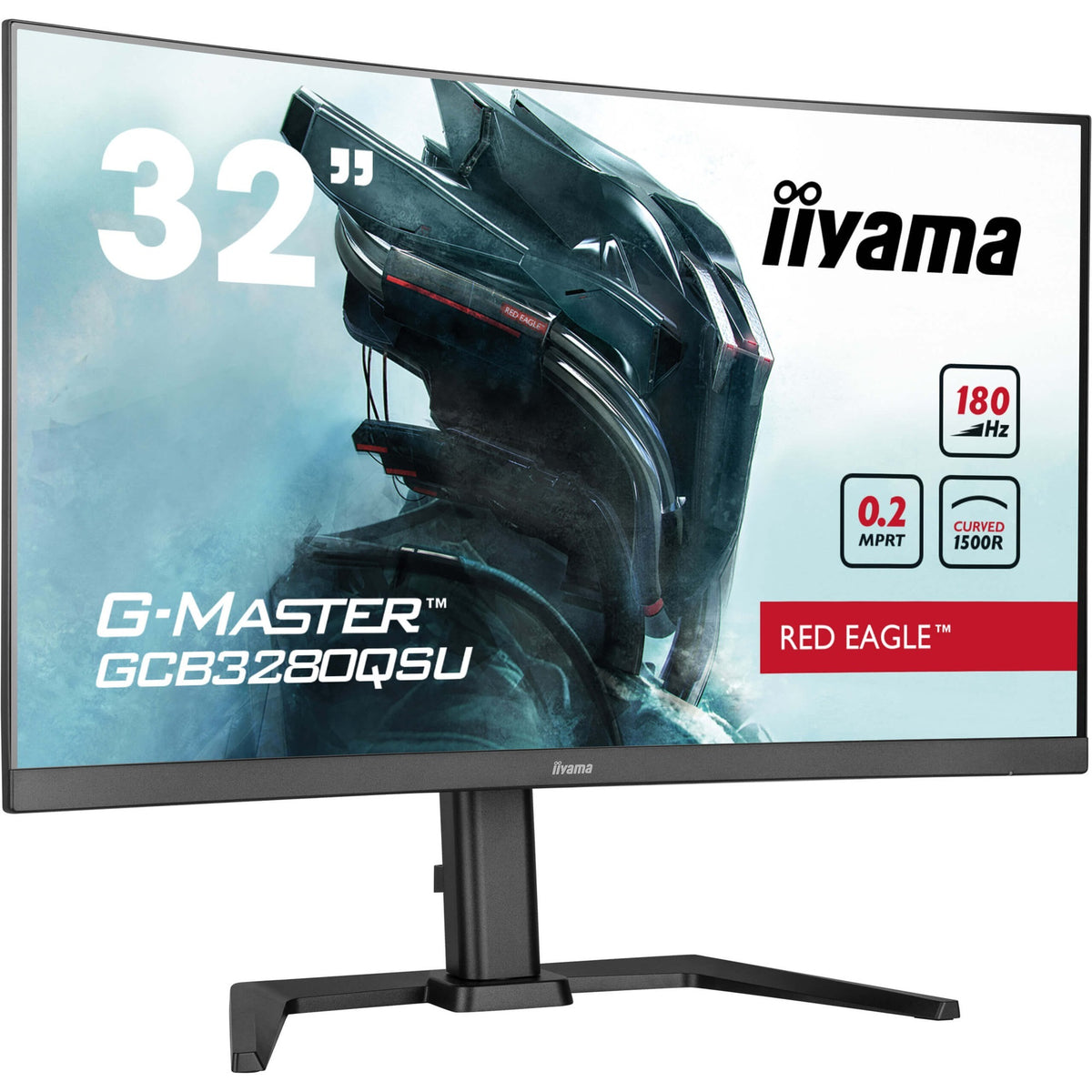 Iiyama G-Master Red Eagle GCB3280QSU-B2 31,5 gebogener Gaming-Monitor (schwarz, 2x HDMI, Display-Port, 2x USB-A, USB-B, 180 Hz)
