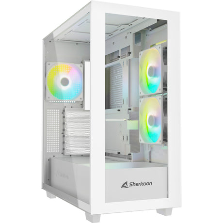Sharkoon Rebel C60 RGB Midi-Tower-Gehäuse (weiß | 2x USB-A | 1x USB-C | RGB | gehärtetes Glas)