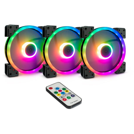 Inter-Tech Argus RGB-Lüfter-Set RS-14 Gehäuselüfter (schwarz, 3 Stück, 140 x 140 x 25 mm, PWM)