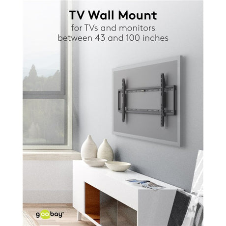 Goobay TV-Wandhalterung fest 43 - 100 Zoll (109 - 254 cm), max. 70 kg Wandmontage (schwarz)
