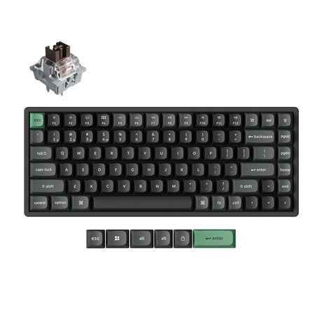 Keychron k2 ultra 8k wireless custom mechanical keyboard (zwart, us lay-out (qwerty), apex brown, 75%, rgb leds, osa double-shot pbt, usb-c | 2.4 ghz | bluetooth 5.2)