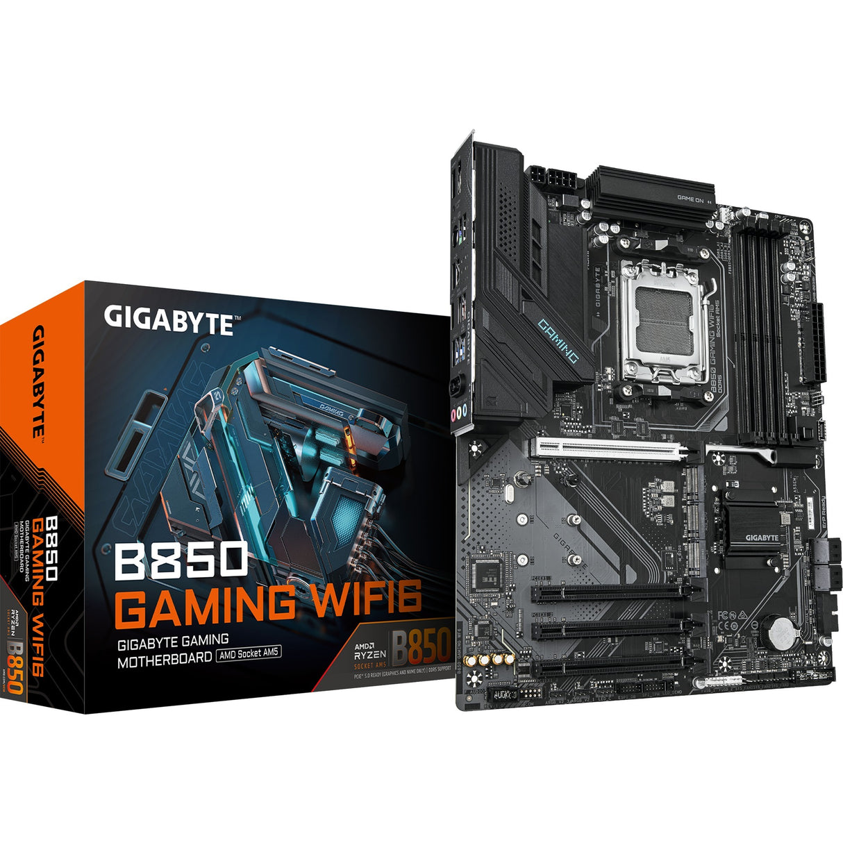Gigabyte B850 Gaming WiFi6 Sockel AM5 Motherboard (Schwarz, RAID, GB-LAN, WiFi 6, BT, Sound, ATX)