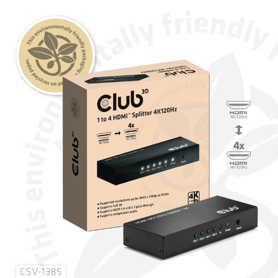 Club 3D HDMI Splitter 1x > 4x HDMI 4K 120Hz