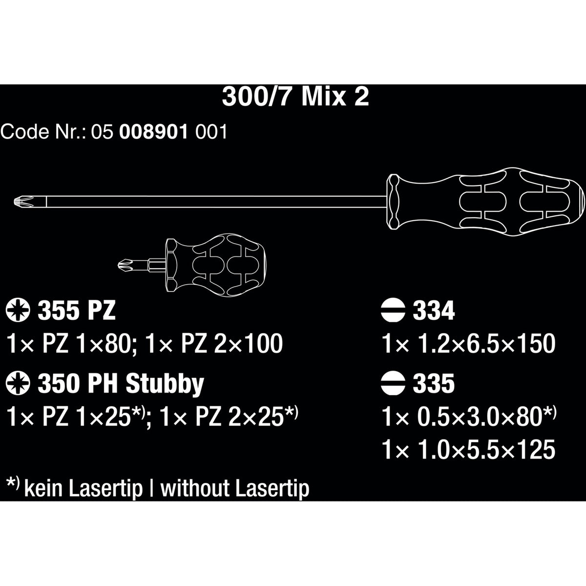 Wera 300 7 mix 2 Schraubendreher-Set (schwarz grün, 7-teilig)