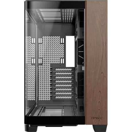 Antec C8 Curve Wood Midi-Tower-Gehäuse (schwarze Holzfarbe | 2x USB-A | 1x USB-C | gehärtetes Glas)