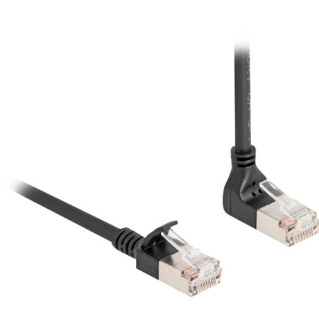 Delock RJ45 Netzwerkkabel Cat.6a S FTP Slim 90° nach oben abgewinkelt gerade 3 m Kabel (schwarz)