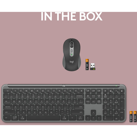 Logitech MK950 Signature Slim Wireless-Desktop-Set (Graphit, US-internationales Layout (QWERTY), 400–4000 dpi)