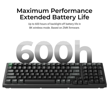 Keychron k10 ultra 8k wireless custom mechanical keyboard (zwart, us lay-out (qwerty), apex red, 100%, rgb leds, osa double-shot pbt, usb-c | 2.4 ghz | bluetooth 5.2)