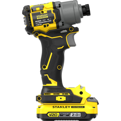 Stanley v20 18 V bürstenloser Schlagschrauber (gelb schwarz, Koffer, 2 Akkus und Ladegerät im Lieferumfang enthalten)
