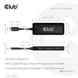 Club 3D USB-C auf Triple DisplayPort MST Hub (Schwarz, 4K60Hz)