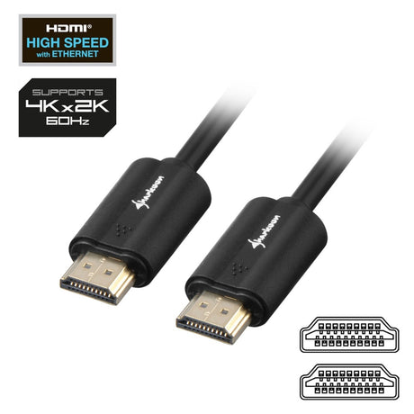 Sharkoon HDMI 2.0 Kabel (schwarz, 1 Meter, 4k)