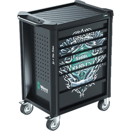 Wera 9700 Tool Rebel Werkstattwagen 1, 94-teiliger Werkzeugwagen (schwarz, inkl. 4 Moosgummieinlagen mit Werkzeug)