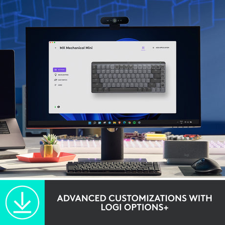 Mechanische Mini-Tastatur Logitech MX (schwarz, US-internationales Layout (QWERTY), GL-taktil, 80 % (TKL), Bluetooth)