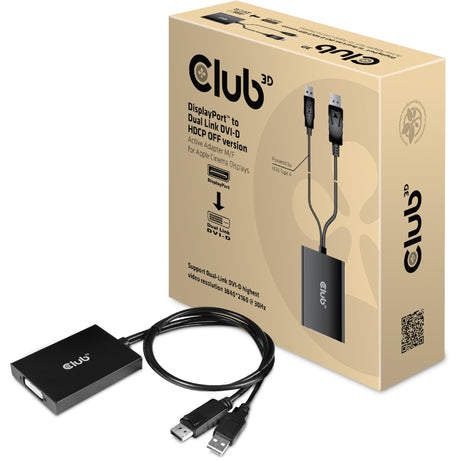 Club 3D DisplayPort auf Dual Link DVI-D HDCP Off Version Aktiver Adapter für Apple Cinema Displays (Schwarz)